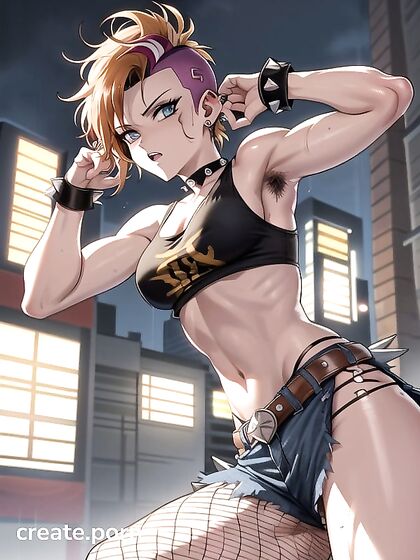 Mohawk Girl 18+ Gets naughty with Pubic and Armpit Hair in steamy Hentai Scene