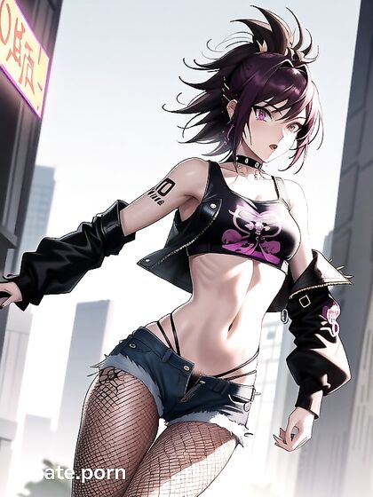 Horny Girl 18+ with Mohawk and Heavy Makeup Teased in hentai Action