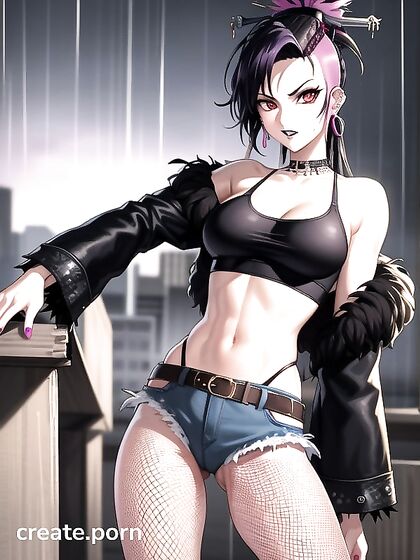 Retro Hentai Fantasy with Armpit Hair and Black Clothing Seduction