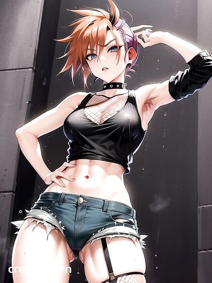 Punk Rock Chick with Fishnets and Armpit Hair Gets Wild in Hentai Action