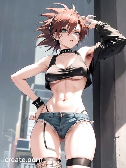 Retro hentai featuring a very hairy beauty in black clothes