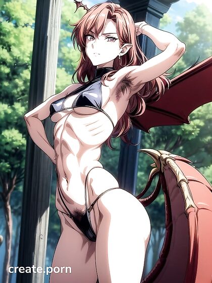Red-Haired Dragon-Winged Beauty Gets Wild in Hairy Hentai Action