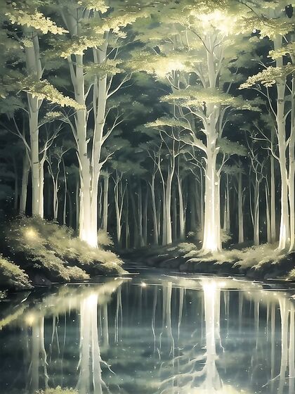 EnchantedForest Nights: Panoramic Views and Glowing Flowers in Hentai Bliss