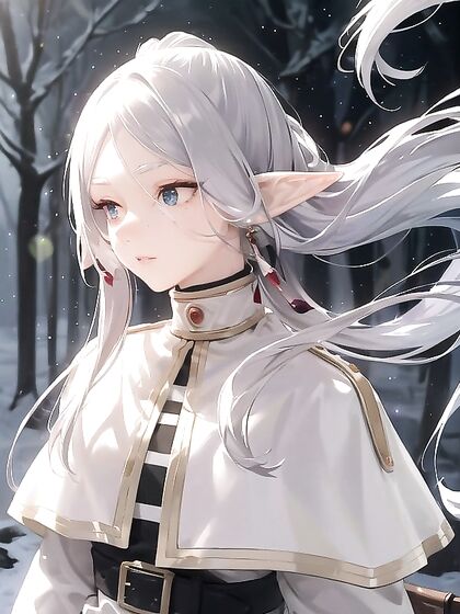 Elven Goddess with Delicate Freckles Seduced by Magical Bokeh Lights in Oversized Hentai Fantasy