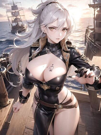 Pirate Babe at the Helm: Sunset Seduction and Steely Resolve in Hentai'action