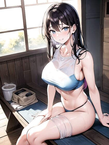 Girl 18+ with Towel Over Shoulder by the Window in steamy Hentai Action