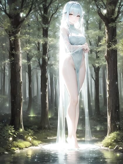 Enchanted Forest at Night: Glowing Flowers Light Her Pleasure Path in Seductive Hentai Scenes