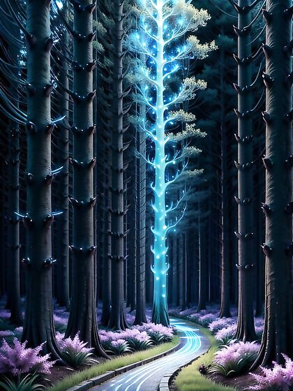 Bioluminescent Forest PathwaysLit by Glowing Flowersand Firefly MagicHentai