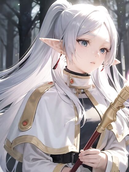 Frieren's Lavender Lips and Delicate Elven Freckles in Seductive Hentai Action