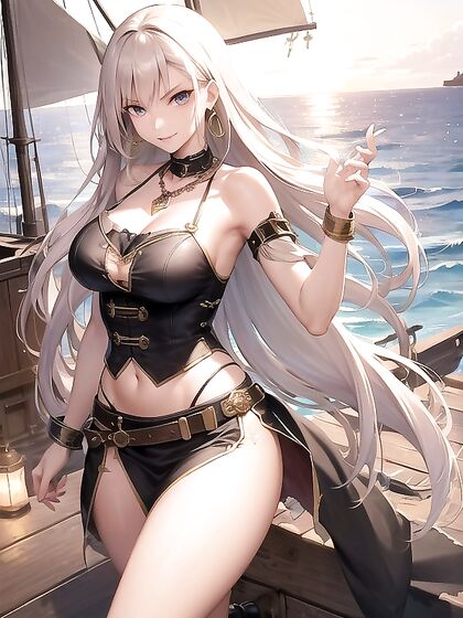 Cinematic Seagull Scene: Her Curvy Body Shimmers UnderGolden Hoops and Layered Necklaces