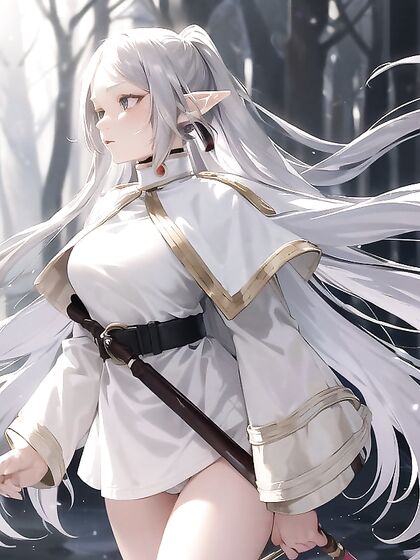 Frieren Basks in Magical Bokeh Lights for Intimate Close-Up Hentai Pleasure