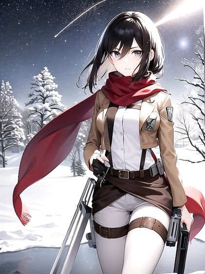 Witnessing a Brilliant Comet Shower with Her Determined Eyes in snowy hentai pornography