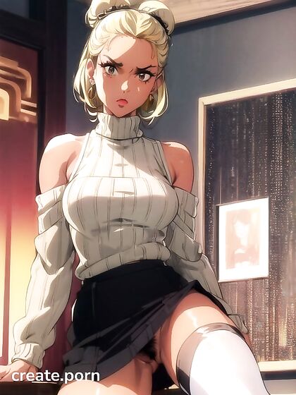 Seductive Girl 18+ in Short Skirt and Loose Sweater Teases in Hot Hentai Action
