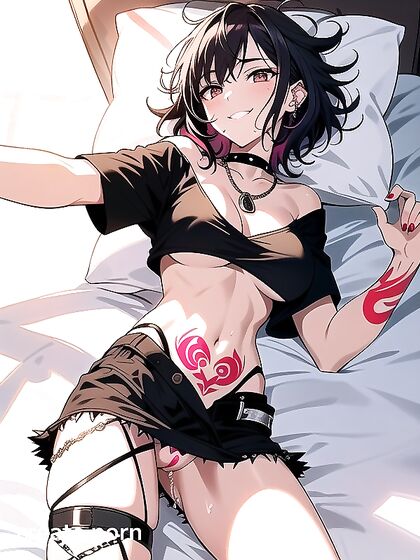 Geometric Tattoos and Fishnet Clad Seduction in Steamy Hentai Action