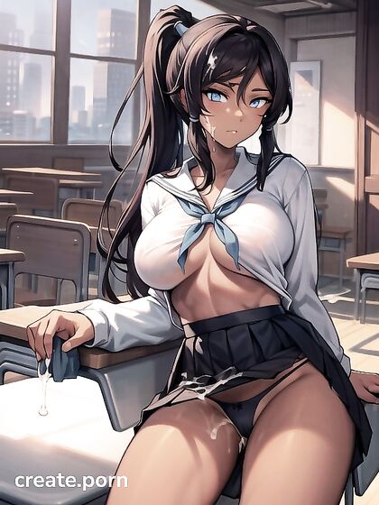 Cumming on Panties While Wearing a School Uniform Skirt in Steamy Hentai Action