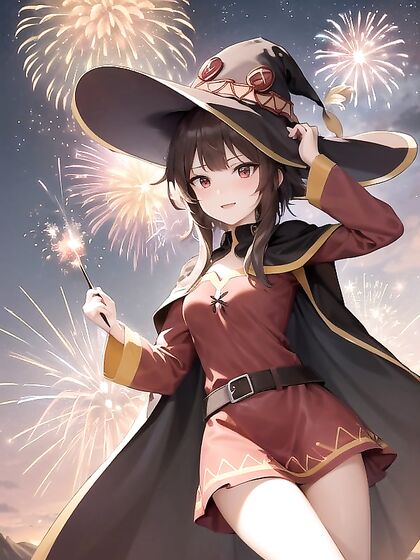 Her Body Glows Under the Majestic Fireworks in Exciting Hentai Action