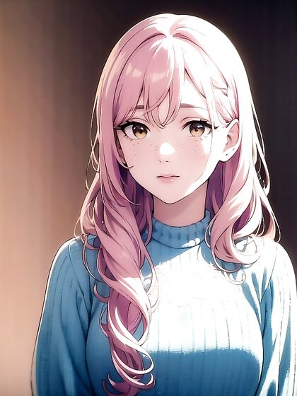 Freckled Beauty with Shimmery Makeup and Bubblegum Pink Lips in Seductive Hentai Action