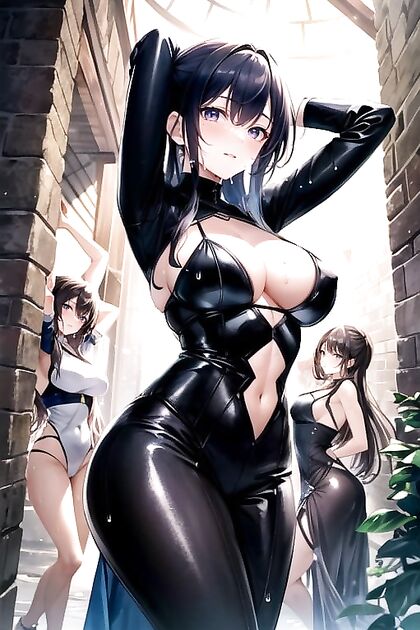 Fireworks Light Up the Night as She Shimmers in Red and Purple for Seductive Hentai Action