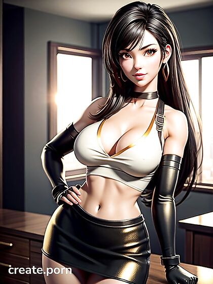 Tifa Lockhart Tempts You in Casual Clothes with Sultry Poses in Her Bedroom Hentai