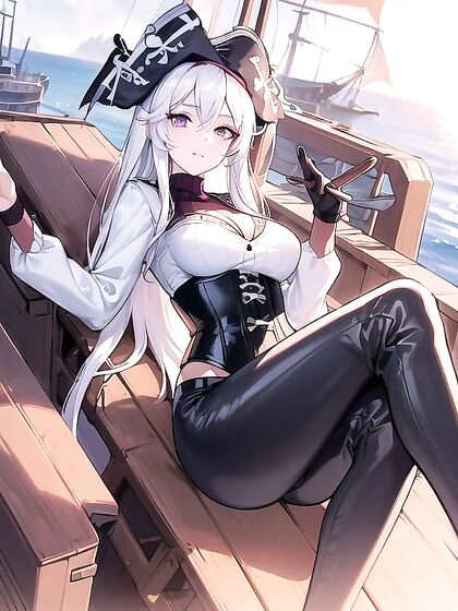 Pirate Girl 18+ Relaxes on Deck in Waist-Shot hentai Action