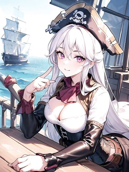 Pirate Hat Wearer Seduces Amidst Ocean Waves in Steamy Hentai Action