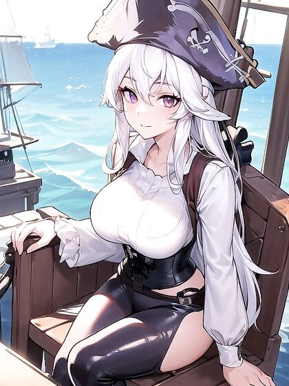 Soft Smile and Bubblegum Pink Lips on a Sunlit Pirate Ship Hentai Adventure