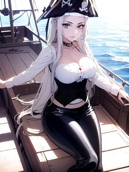 Pirate Girl 18+ in Corset Relaxes on Ship for Sensual Hentai Pleasure