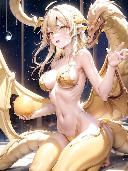 Yellow Dragon Scales and Green Body Thrill in steaming Hentai Action