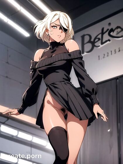 Dark-Skinned Beauty with Black Pubes Smirking in Seductive Hentai Scenes
