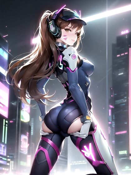 Neon-City Glamour: Futuristic Skyscrapers and Vibrant Lights Enhance Her Pleasure in Mech Hentai