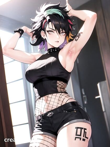Armpit Hair fetish with Fit Girl 18+ in Black for Steamy Hentai Action