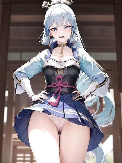 Cupping Her Cyan Panties with Deformed Hands in Sinful Hentai Pleasure