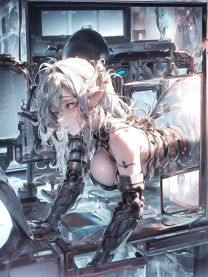 Wet hentai action with big machinery and mechanical arms