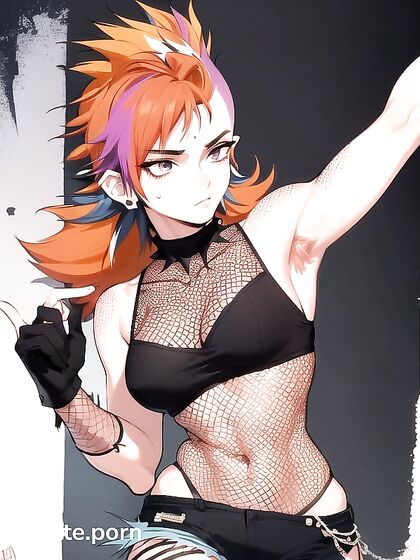 Fit Person with Multicolored Hair Exploring Intense Hentai Pleasure