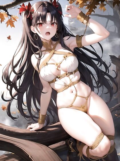 Sunlit Statue Amidst Withered Trees: Intense Screaming Hentai Action