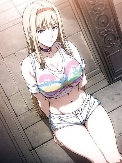Rainbow Print Crop Top in Steamy Hentai Action