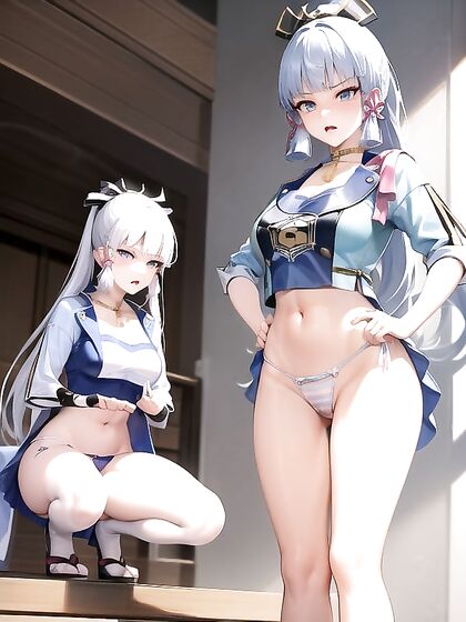 Deformed Eye Stare in Low-Angle Shot as She Spreads Her Legs Wide in Hentai Pornography