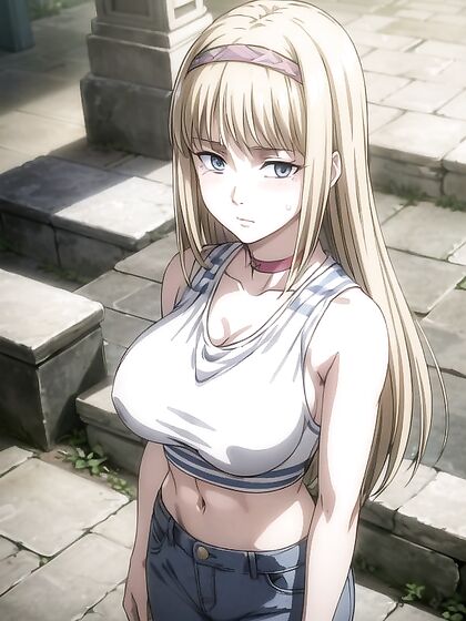 Rainbow Striped Crop Top Tempts in Sultry Hentai Action
