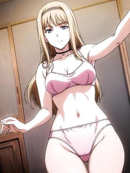 Dancing in Black Choker and Pink Lingerie for Seductive Hentai Pleasure