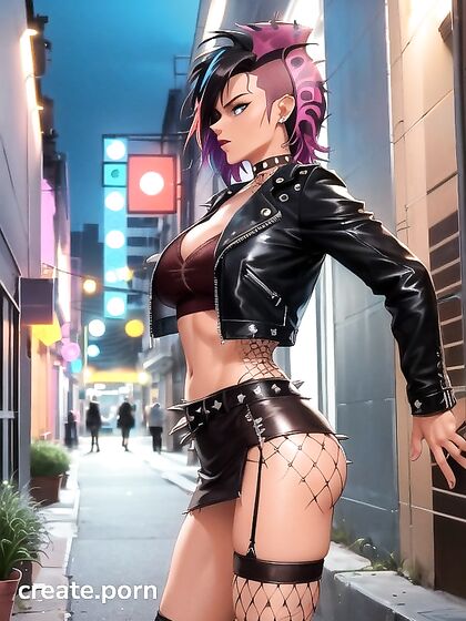 Person with Spiky Mohawk Hairstyle in Intense Hentai Action