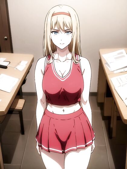 Cheerleader in Red Outfit Seduces inSTEAMING Hentai Action