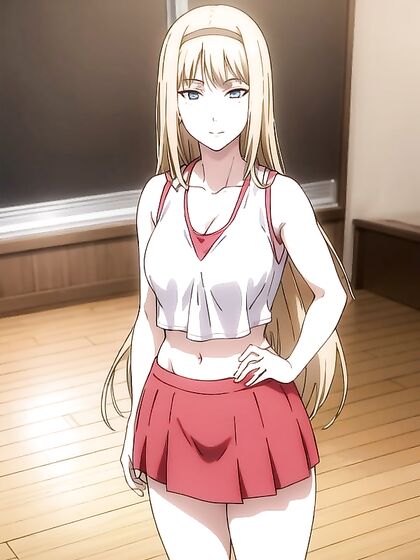 Cheerleader in Red Uniform Nails Intense Hentai Action