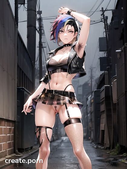Person with Armpit Hair Shining Under Neon Lights in Erotic Hentai Action