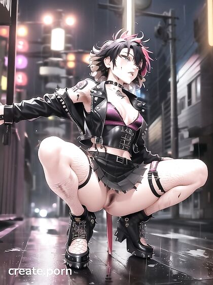 Mohawked Babe in Black Outfits Teased with Pubic Hair in Steamy Hentai Action