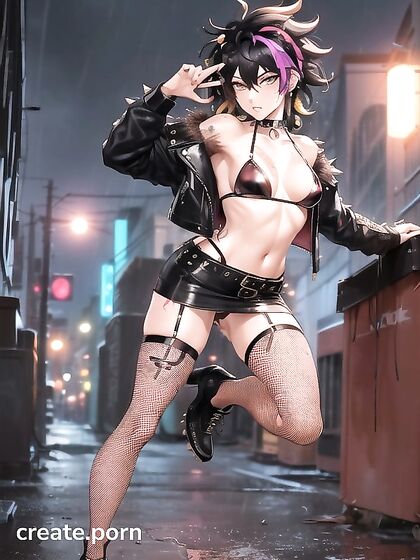 Spiky-Haired Mohawk Teen 18+ in Black Outfits for Steamy Hentai Action