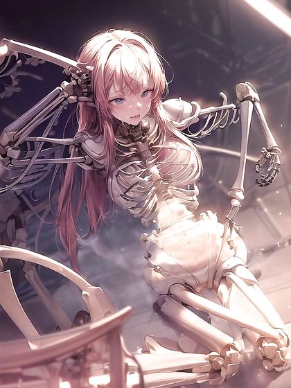 Holographic Metal Skeleton Bound by Cables in Futuristic Mechanical hentai Action