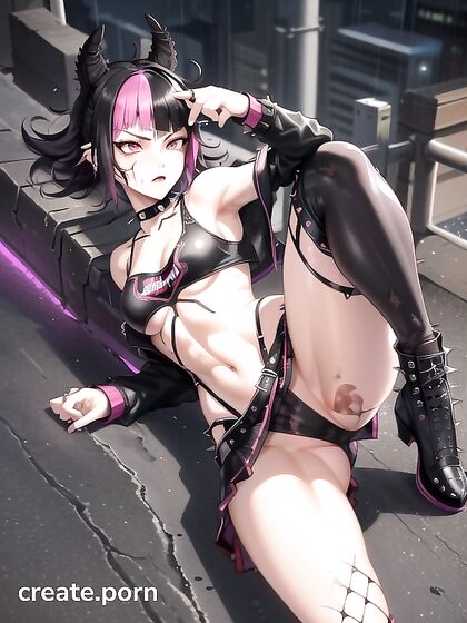 Multicolored Hair Babe Gets Wild in Retro hentai Action with Bushy Pussy