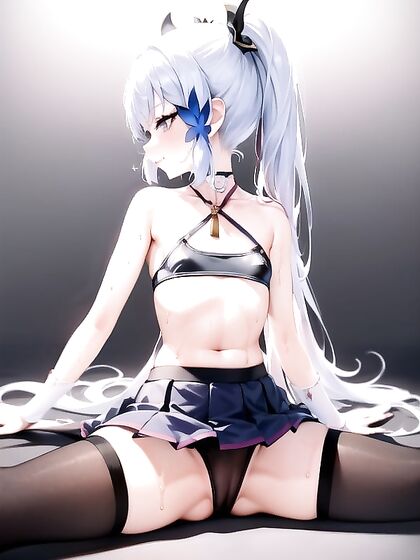 Girl 18+ with Thick Eyelashes and Wavy Ombre Hair in Mini Skirt Anime Action