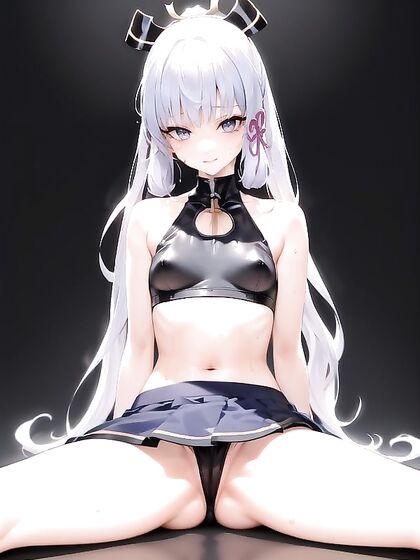 Mini Skirt and Deformed Legs in Seductive Black Thong Hentai Action