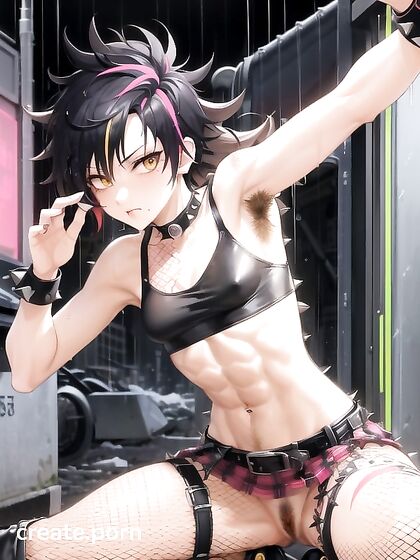 Multicolored-haired Babe in Black Outfits Seduces in Realistic Hentai Action